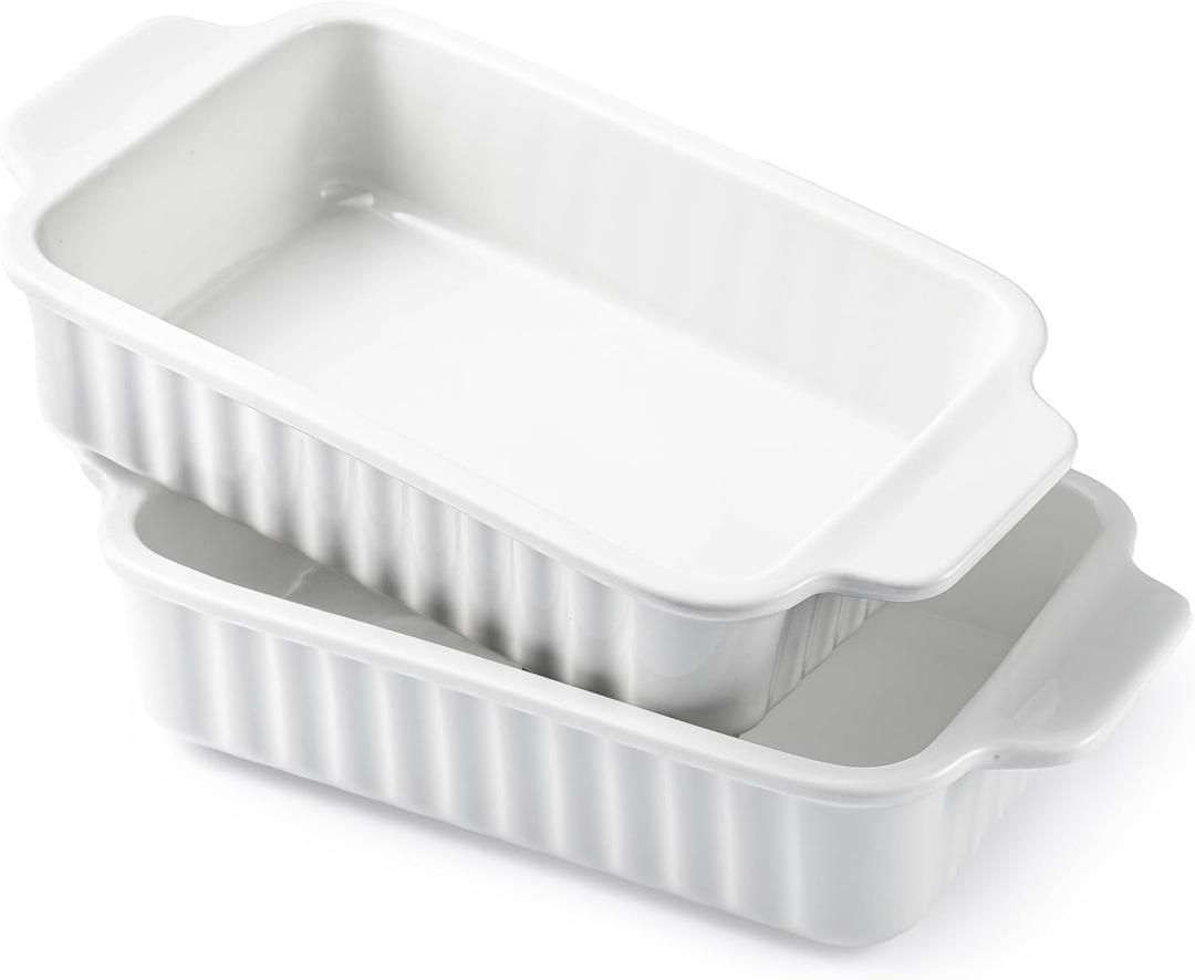 Small Casserole Dishes, 9x5 inch Small Baking Dish for Oven, 30 Oz Ceramic Baking Pans with Double Handles for Lasagna, Pie, Gratin, Set of 2