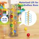 Marble Run Toy Motorized Elevator Marble Maze Kit with Perpetual Motion Machine, Building Block Educational Construction Game Playset STEM Learning Hand Eye Coordination Training Unlimited DIY