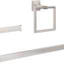 NearMoon 5 Pieces Bathroom Hardware Set 304 Stainless Steel, Square Towel Rack Kit - 24" Towel Rod + Towel Ring + Toilet Paper Holder + 2 Robe Hooks, Wall Mounted Bath Accessories (Brushed Nickel)