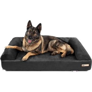 Big Barker Orthopedic Sofa Dog Bed - 7 Dog Bed for Large Dogs w/Washable Microsuede Cover - Elevated Dog Bed Made in The USA w/  (Sofa, Extra Large, Charcoal Grey) (X-Large)