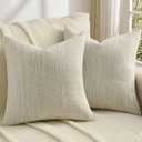 FUTEI Pack of 2 Solid Chenille Throw Pillow Covers 26x26 Inch Soft Meteor Dotting Textured Decorative Euro Pillow Shams Modern Farmhouse Accent for Couch Living Room, Cream