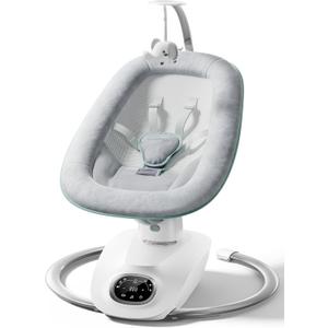 Momcozy CocoSway Electric Baby Swing for Infant, 180 Rotating Seat, 6 Parent-Like Sway Motions & 4 Speeds, Quiet Soothing, Remote Control, Machine-Washable Cover, Grey