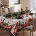 XCHI Gnomes Truck Tree Christmas Tablecloth Square Winter Table Cloth Washable Table Covers for Indoor Dining Home Party Xmas Decorations 60x60 Inch