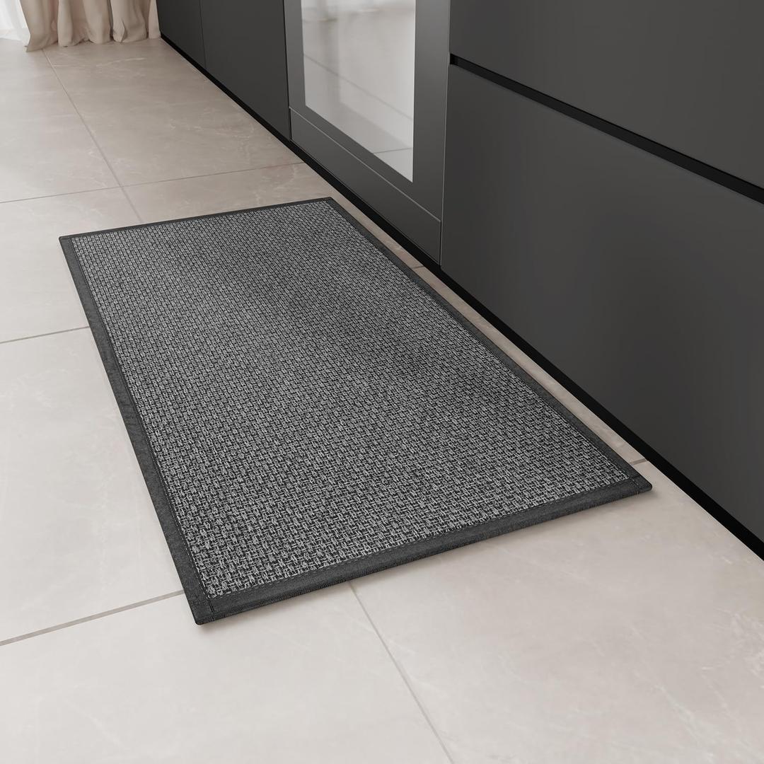Kitchen Rug, Rubber Non Slip Kitchen Rugs Washable, Absorbent Runner Mat for Floor, Machine Washable Standing Mats for in Front of Sink, Door, Laundry, Entryway, Entrance (Black, 30"  17.3") (1'5" x 2'6" (Rectangular))