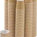 NYHI 150 4 oz Ripple Kraft Paper Cups Brown Hot Cold Cups 3 Layer Rippled Small Insulated Disposable Coffee Cups Perfect for Cappuccino Hot Cocoa or Iced Drinks