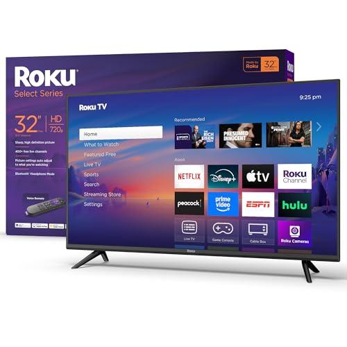 Roku Smart TV 2025 – 32-Inch Select Series, 720p HD TV – RokuTV with Voice Remote – Flat Screen LED Television with Wi-Fi for Streaming Live Local News, Sports, Family Entertainment