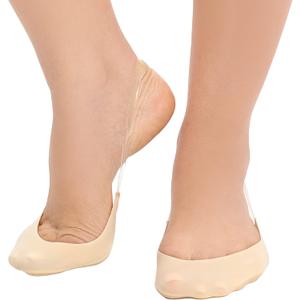 MANZI 6 Pairs Toe Topper Liner Socks for Women Ultra Low Cut No Show Half Socks with Sling Back for Heels Dress Shoes (One Size, Nude)