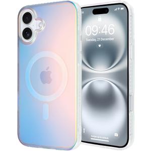 ZIYE Iridescent Case Compatible with iPhone 16 Magnetic Cute Fluorescent Laser Design Compatible with Magsafe Scratch-Resistant Shockproof Protective Phone Cover for Women Girls Men