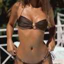 SOLY HUX Women's Halter Bikini Set with Rope Cutouts Naughty Holiday Swimwear, Large