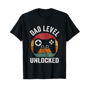 Funny New Dad Dad Level Unlocked Day Gaming T-Shirt 3XL
