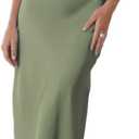 Halfisland Satin High Neck Backless Sleeveless Midi Dresses for Women Elegant Mock Neck High Waist Cross Back Cocktail Dress (Small, Sage)