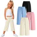 Oakgarden 4 Pack Girls' Capri Pants, 4-Color, 9-10 Years