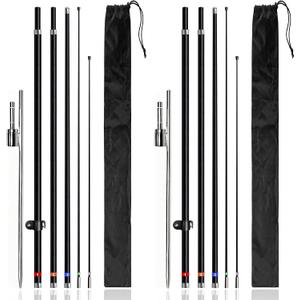 100% Fiberglass 15 FT Feather Flag Pole Kit, Fits 9.8-12.2 FT Tall Flags & 6.2-8.5 FT Short Flags, Heavy-Duty Rotating Ground Spike, Easy Setup, for Business & Events, Flag Not Included