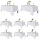 Fitable 8 Pack Table Cloth Rectangle Table: Stain and Wrinkle Resistant Tablecloth Rectangular, Washable Polyester Table Cover for Wedding Party Dining Banquet Event Catering(White, 70x120 Inch)