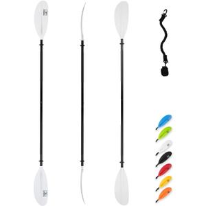OCEANBROAD Kayak Paddle 86in/218cm, 90.5in/230cm, 95in/241cm Alloy Shaft Kayaking Boating Canoeing Oar with Paddle Leash (White)