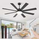 ZMISHIBO 65 Inch Modern Ceiling Fans with Lights, Indoor/Outdoor Ceiling Fans with Large LED Panel, Quiet Reversible DC Motor, 6-Speeds, 3CCT, Black Ceiling Fan for Patio, Livingroom, Garage