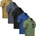 ZITY 5 Pack Mens Polo Shirt Short Sleeve Sports Golf Tennis T-Shirt Moisture-Wicking Summer Shirts, Medium