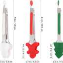 Amosfun 3pcs Christmas Food Tongs with Silicone Tips Stainless Steel Cooking Utensils for Buffet Bbq Salad Meat Serving Comfortable to Clean