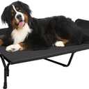 Veehoo Cooling Elevated Dog Bed, Guardrail Raised Pet Cot, Indoor & Outdoor XXL Pet Bed with Washable & Breathable Teslin Mesh, Non-Slip Feet, Dog Couch Bed, 62.5" x 37", Black