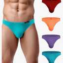 Avidlove Underwear Men's 4 Pack Classic Low Rise Stretchy Hip Briefs Bikini M Blue/Orange/Light Purple/Dark Red