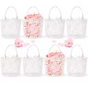 WILLBOND 6 Pcs White Flower Girl Basket with Handle for Wedding Ceremony, 5.9 x 4.72 x 4.33 Inch