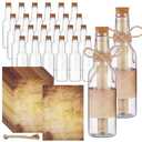 Baderke 48 Pcs 5.6 oz Message Bottles with Letter Printer Paper Plastic Bottles & Corks Twines for Message Invitations Birthday Wedding Baby Shower DIY Crafts Gift Party Favors (Vintage)