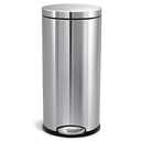 simplehuman 30 Liter / 8 Gallon Round Step Trash Can, Brushed Stainless Steel