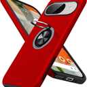 JAME for Google Pixel 9 Case/Google Pixel 9 Pro Case, Slim Fit Military Grade Shockproof Case for Pixel 9 with Ring Holder Kickstand Protective Phone Case for Google Pixel 9/9 Pro, Red