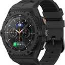 Luxury Case with Band for Samsung Galaxy Watch 8 Classic 46mm, Rugged Metal Face Cover with Rotatable Bezel and Tactical Silicone Strap Heavy Duty Protection for Men, Black