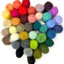 Woolbuddy Wool Roving Kit - 40 Vibrant Corriedale Wool Colors for Wet & Dry Felting Soft, Carded Core Wool for Beginners & Artists Premium Felting Supplies