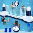 Large Inflatable Pool Games Volleyball Net Pool Float Set with 9" Anchor Ball, 2 Weight Bags & Yacht Design – Floating Swimming Game Toy for Adults & Kids, Perfect for Summer Water Sport Pool Party