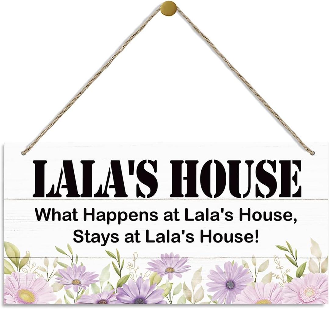 Rustic Decorative Wooden Wall Sign, 30*15cm, Wood, Perfect for Indoor/Outdoor Decor & Occasional Use, What Happens at Lala's House, Stays at Lala's House