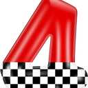 10 x Racing Car Theme Birthday Candles, Number Candles for Birthday Party Cake Decoration Supplies (Red, Number 4)