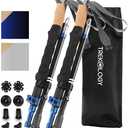 TREKOLOGY Trek-Z Cork Grip Trekking Poles – Lightweight Folding Hiking Poles, Adjustable Height, Compact Travel Design, Aircraft-Grade Aluminum Walking Sticks for Men & Women Black with Blue