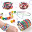 3 x 2 Rolls of Rainbow Elastic String for Bracelets, 200m Stretchy Colorful Thread for Jewelry Making, Colored Stretch Cord / String for DIY Bracelets