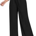 Anyally Womens Loose Wide Leg Pants Business Casual Elastic Waisted Palazzo Harem Pants with Pockets Work Trousers (XXL)