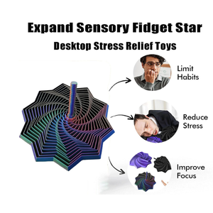 2 PCS 3D Printed Sensory Fidget Star with Handles, Colorful Fractal Expanded Fidgets Hexagon Whirling Spiral Star Shaped Toys for Office Desktop Decompression Toys Stress Relief Whirling Spiral