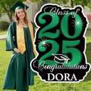35 Inch Graduation Decorations Class of 2025,Glitter Congratulations Graduate Grad Waterproof Lawn Yard Signs with Stakes for School Party,Personalized Outdoor 2025 Graduation Party Decorations (Green)
