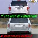 USR 09-15 Honda Pilot Tail Lights - JDM Style Black/Chrome Housing Light Shade of Smoke Lens Rear Tail Lamps Set (Left + Right) Compatible with 2009-2015 Honda Pilot SUV