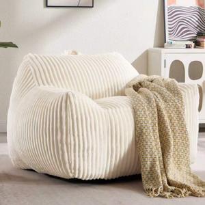 Large Comfy Plush Bean Bag Chair for Adults with Armrests and Back (Beige)