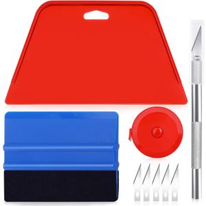 WRAPXPERT Wallpaper Tools, Wallpaper Kit for Peel and Stick Wall Paper Applying, Smoothing Tool Kit for Applying Adhesive Backsplash Tile, Window Film Installation, for Bathroom/Bedroom/Kitchen (Red Basic Set)