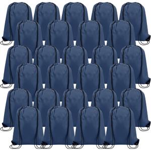 Silkfly 100 Pieces Drawstring Backpack Bags Bulk Portable Blank Cinch Storage Bags for Sports, School, DIY Gifts, Homeless, Social Assistance(Navy Blue)
