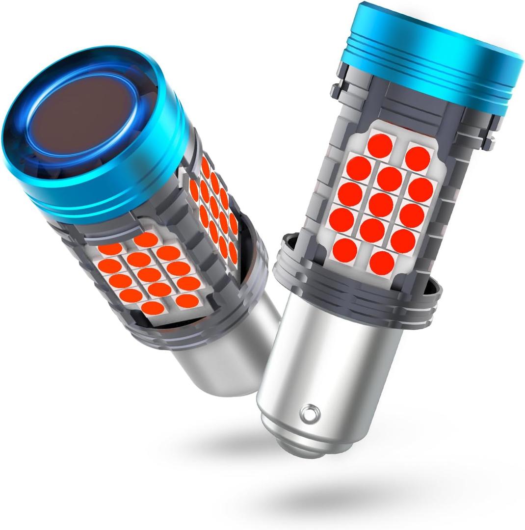 CANBUS 1157 LED Bulb Red with Built-in Resistor for Brake Light 2357 LED Tail Bulbs Error Free,2057 7528 BAY15D LED Bulb Replacement for Rear Turn Signal Lights Anit Hyper Flash (2pcs)