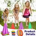 Hungdao 3 Sets Carnival Games Combo Set, Dart Board with Balls Plastic Cones Ring Bean Bags Toss Game for Boys Girls Adults Family Birthday Yard Indoor Outdoor