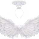 Angel Wings and Halo White Adult Angel Wings for Kids Party Children's Boys Girls Christmas