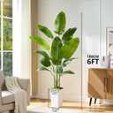 Bird of Paradise Artificial Plant, 6FT Faux Plants Indoor Banana Leaf Tree with 10 Leaves, Large Fake Tropical Potted Indoor Silk Floor Plant with White Tall Planter for House,Office,Room,Home Decor