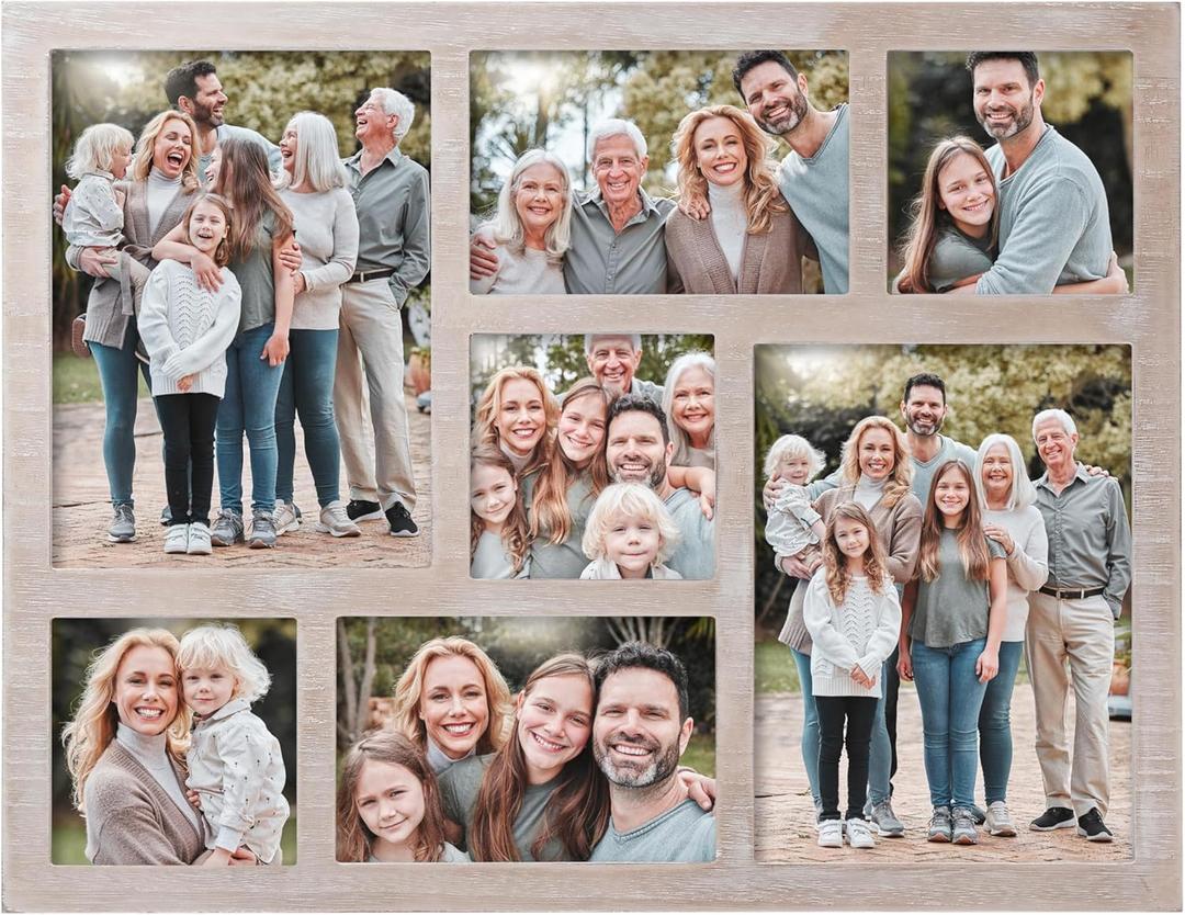 Picture Frame Collage 4x6, 6x8, 4x4 Photos Display - 7 Openings (Black)