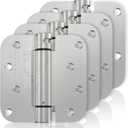 Self Closing Door Hinges 4 Pack 4 Inch Spring Loaded Hinges with Adjustable Tension Brushed Nickel Door Hinge Heavy Duty Hinge 5/8" Radius Corners for Interior Exterior Doors