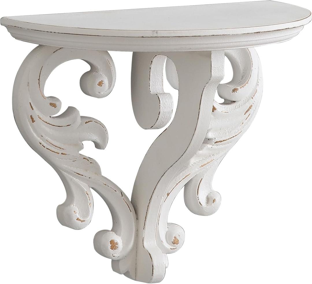 SOFE Farmhouse 10 Inches Wide Floating Shelves for Wall - Vintage Shelf Wooden - Distressed White Wall Shelf Small - Decorative Book Shelves Walls for Room