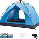 Wind Tour Lightweight Backpacking Camping Tent Waterproof Double Layer Family Tent for Hiking Fishing Outdoor Travel Picnic（Single-Layer Instant Tent | Blue | 4 Person）